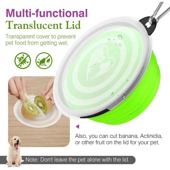 Pawaboo Foldable Dog Bowl, Pack of 2 450 ml Dog Travel Bowls, Portable Silicone Leak-Proof Drinking Bowl, Feeding Bowl with Lid and Carabiner for Dogs Cats Walks on the Go - Turquoise + Purple Pawaboo Foldable Dog Bowl, Pack of 2 450 ml Dog Travel Bowls, Portable Silicone Leak-Proof Drinking Bowl, Feeding Bowl with Lid and Carabiner for Dogs Cats Walks on the Go - Turquoise + Purple