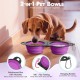 Pawaboo Foldable Dog Bowl, Pack of 2 450 ml Dog Travel Bowls, Portable Silicone Leak-Proof Drinking Bowl, Feeding Bowl with Lid and Carabiner for Dogs Cats Walks on the Go - Turquoise + Purple Pawaboo Foldable Dog Bowl, Pack of 2 450 ml Dog Travel Bowls, Portable Silicone Leak-Proof Drinking Bowl, Feeding Bowl with Lid and Carabiner for Dogs Cats Walks on the Go - Turquoise + Purple