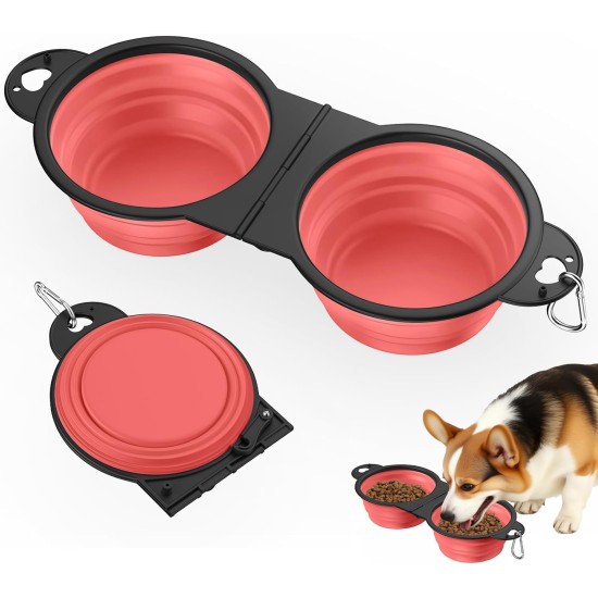 Pawaboo Foldable Dog Bowl, Pack of 2 450 ml Dog Travel Bowls, Portable Silicone Leak-Proof Drinking Bowl, Feeding Bowl with Lid and Carabiner for Dogs Cats Walks on the Go - Turquoise + Purple Pawaboo Foldable Dog Bowl, Pack of 2 450 ml Dog Travel Bowls, Portable Silicone Leak-Proof Drinking Bowl, Feeding Bowl with Lid and Carabiner for Dogs Cats Walks on the Go - Turquoise + Purple