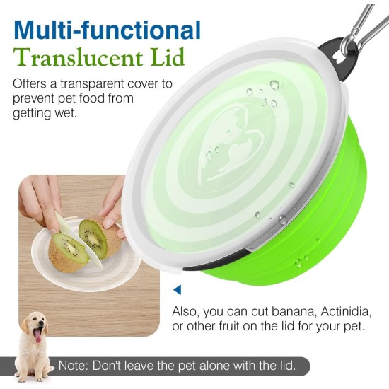 Pawaboo Foldable Dog Bowl, Pack of 2 450 ml Dog Travel Bowls, Portable Silicone Leak-Proof Drinking Bowl, Feeding Bowl with Lid and Carabiner for Dogs Cats Walks on the Go - Turquoise + Purple Pawaboo Foldable Dog Bowl, Pack of 2 450 ml Dog Travel Bowls, Portable Silicone Leak-Proof Drinking Bowl, Feeding Bowl with Lid and Carabiner for Dogs Cats Walks on the Go - Turquoise + Purple
