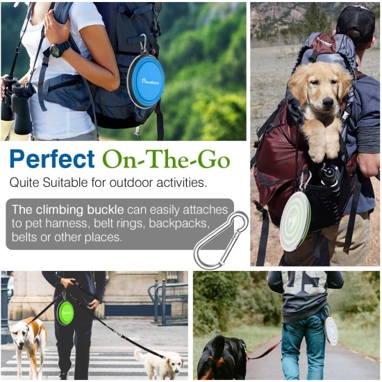 Pawaboo Foldable Dog Bowl, Pack of 2 450 ml Dog Travel Bowls, Portable Silicone Leak-Proof Drinking Bowl, Feeding Bowl with Lid and Carabiner for Dogs Cats Walks on the Go - Turquoise + Purple Pawaboo Foldable Dog Bowl, Pack of 2 450 ml Dog Travel Bowls, Portable Silicone Leak-Proof Drinking Bowl, Feeding Bowl with Lid and Carabiner for Dogs Cats Walks on the Go - Turquoise + Purple