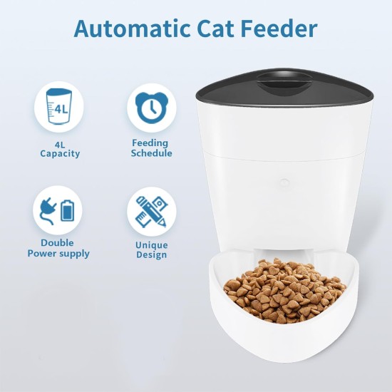 Pawmate 4L Button Operation Automatic Cat Feeder with Timer, Pet Feeder with Programmable Up to 15 Portion Control, 6 Meals Daily Pawmate 4L Button Operation Automatic Cat Feeder with Timer, Pet Feeder with Programmable Up to 15 Portion Control, 6 Meals Daily