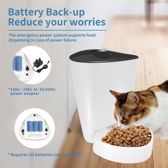 Pawmate 4L Button Operation Automatic Cat Feeder with Timer, Pet Feeder with Programmable Up to 15 Portion Control, 6 Meals Daily Pawmate 4L Button Operation Automatic Cat Feeder with Timer, Pet Feeder with Programmable Up to 15 Portion Control, 6 Meals Daily