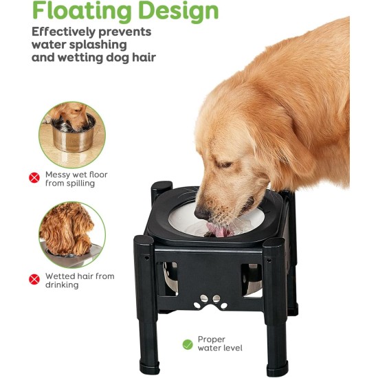 Pawque Raised Dog Bowl, Water Bowl for Dogs, 80 oz Stand with Adjustable 3 Heights (6.1 Inches, 7.7 Inches, 9.3 Inches) for Medium and Small Dogs, No-Spill and Non-Slip Dog Bowl Pawque Raised Dog Bowl, Water Bowl for Dogs, 80 oz Stand with Adjustable 3 Heights (6.1 Inches, 7.7 Inches, 9.3 Inches) for Medium and Small Dogs, No-Spill and Non-Slip Dog Bowl