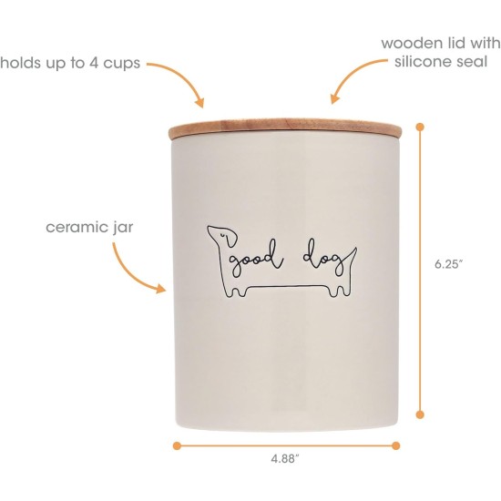 Pearhead Good Dog Ceramic and Wood Treat Jar Pearhead Good Dog Ceramic and Wood Treat Jar