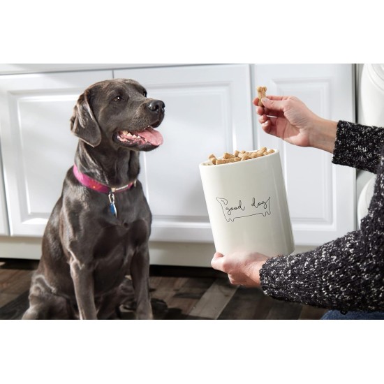 Pearhead Good Dog Ceramic and Wood Treat Jar Pearhead Good Dog Ceramic and Wood Treat Jar