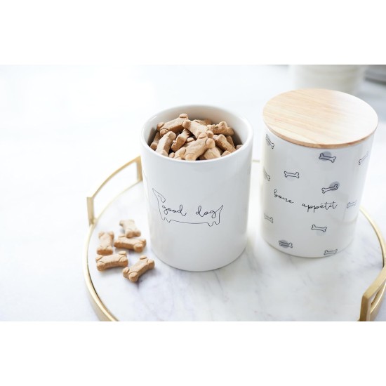 Pearhead Good Dog Ceramic and Wood Treat Jar Pearhead Good Dog Ceramic and Wood Treat Jar