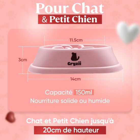 Pet Bowl for Cats & Small Dogs, Small Animals, Slow and Healthy Eating, Promotes Animal Digestion, Anti Vomiting, Design with Non-Slip Feet (Small, Pink) Pet Bowl for Cats & Small Dogs, Small Animals, Slow and Healthy Eating, Promotes Animal Digestion, Anti Vomiting, Design with Non-Slip Feet (Small, Pink)