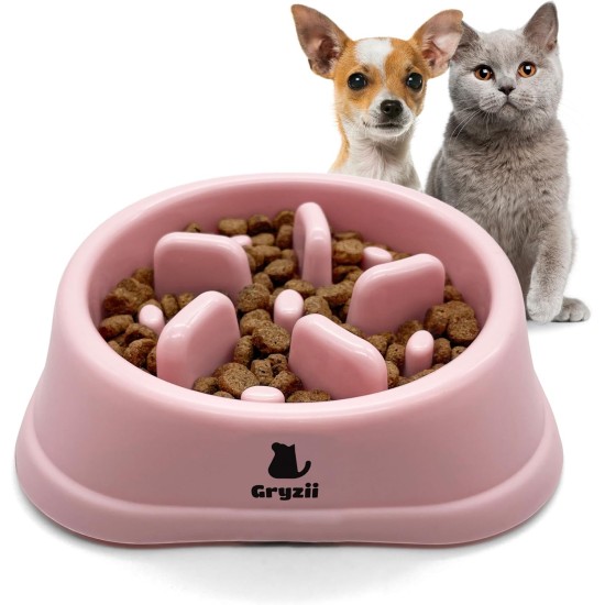 Pet Bowl for Cats & Small Dogs, Small Animals, Slow and Healthy Eating, Promotes Animal Digestion, Anti Vomiting, Design with Non-Slip Feet (Small, Pink) Pet Bowl for Cats & Small Dogs, Small Animals, Slow and Healthy Eating, Promotes Animal Digestion, Anti Vomiting, Design with Non-Slip Feet (Small, Pink)