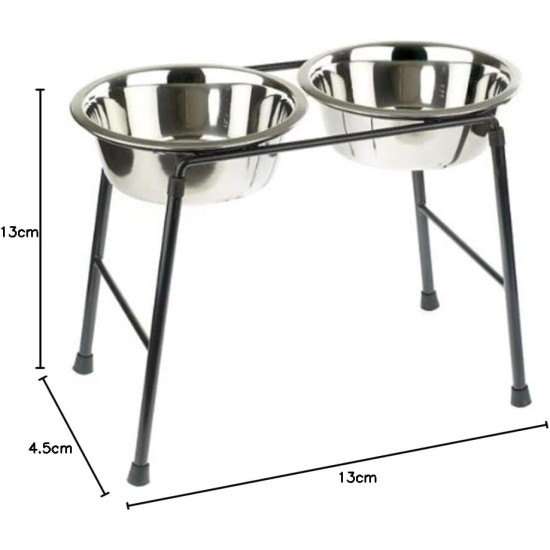 Pet Products Double Feeder High Stand with 2 x 1600 ml Stainless Steel Dishes, 300 mm Tall Pet Products Double Feeder High Stand with 2 x 1600 ml Stainless Steel Dishes, 300 mm Tall