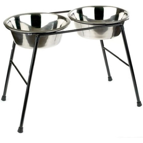 Pet Products Double Feeder High Stand with 2 x 1600 ml Stainless Steel Dishes, 300 mm Tall Pet Products Double Feeder High Stand with 2 x 1600 ml Stainless Steel Dishes, 300 mm Tall