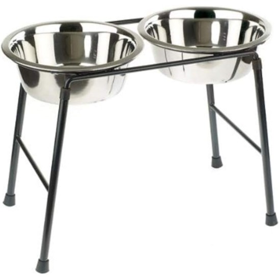 Pet Products Double Feeder High Stand with 2 x 1600 ml Stainless Steel Dishes, 300 mm Tall Pet Products Double Feeder High Stand with 2 x 1600 ml Stainless Steel Dishes, 300 mm Tall