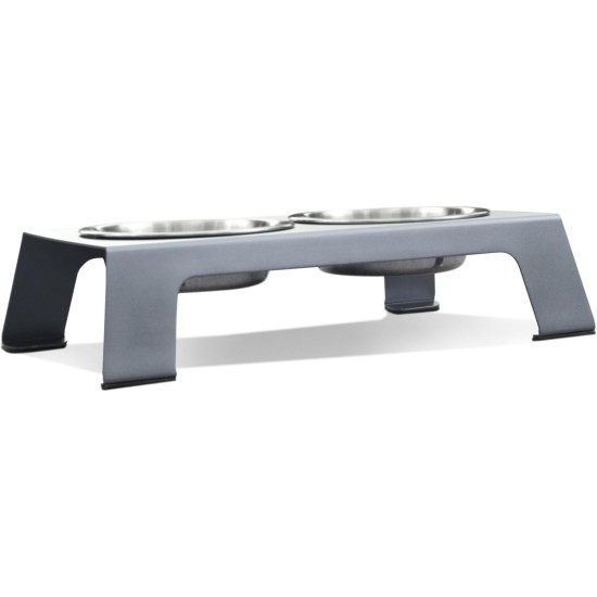 PetFusion Elevated Pet Feeder in Premium Anodized Aluminum (Short 10CM). 3 U.S. Food Grade SS bowls (1 shallow) PetFusion Elevated Pet Feeder in Premium Anodized Aluminum (Short 10CM). 3 U.S. Food Grade SS bowls (1 shallow)