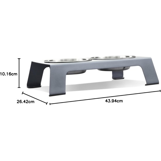 PetFusion Elevated Pet Feeder in Premium Anodized Aluminum (Short 10CM). 3 U.S. Food Grade SS bowls (1 shallow) PetFusion Elevated Pet Feeder in Premium Anodized Aluminum (Short 10CM). 3 U.S. Food Grade SS bowls (1 shallow)