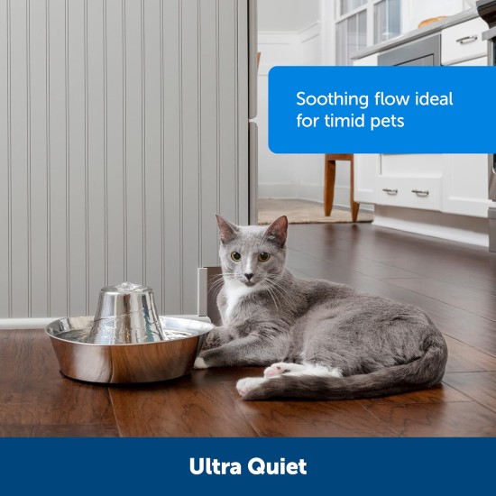 PetSafe Stainless Steel Water Fountain for Cats and Dogs - Seaside 60 oz or 360 Multi-Pet 350 ml Drinking Fountain, Seaside, Stainless Steel, Stainless Steel PetSafe Stainless Steel Water Fountain for Cats and Dogs - Seaside 60 oz or 360 Multi-Pet 350 ml Drinking Fountain, Seaside, Stainless Steel, Stainless Steel