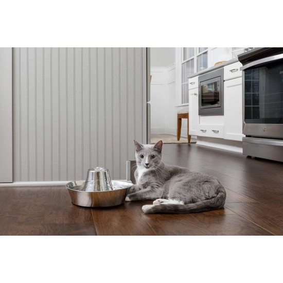 PetSafe stainless steel drinking fountain, model coastal noise or 360, cat, for cats and dogs, 1.8 litres or 3.8 litres water capacity, quiet operation, dual filtered water. PetSafe stainless steel drinking fountain, model coastal noise or 360, cat, for cats and dogs, 1.8 litres or 3.8 litres water capacity, quiet operation, dual filtered water.
