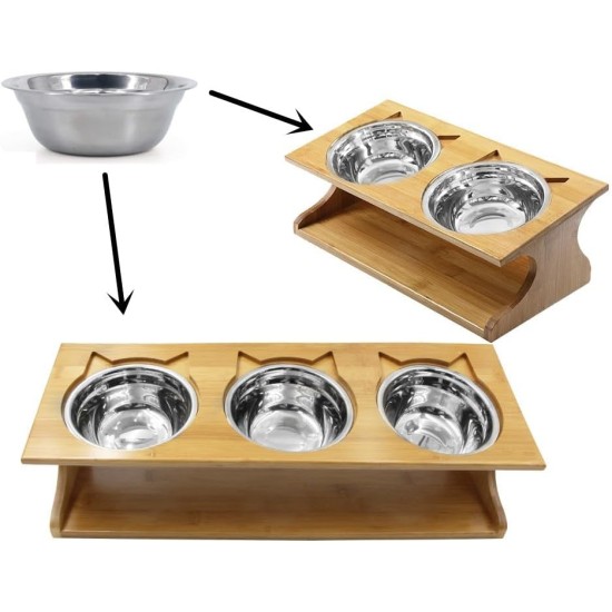 Petsoigné 2 x Interchangeable Bowls Stainless Steel for Cat Bowls Dog Bowl Set Ceramic and Stainless Steel (Interchangeable, Stainless Steel) Petsoigné 2 x Interchangeable Bowls Stainless Steel for Cat Bowls Dog Bowl Set Ceramic and Stainless Steel (Interchangeable, Stainless Steel)