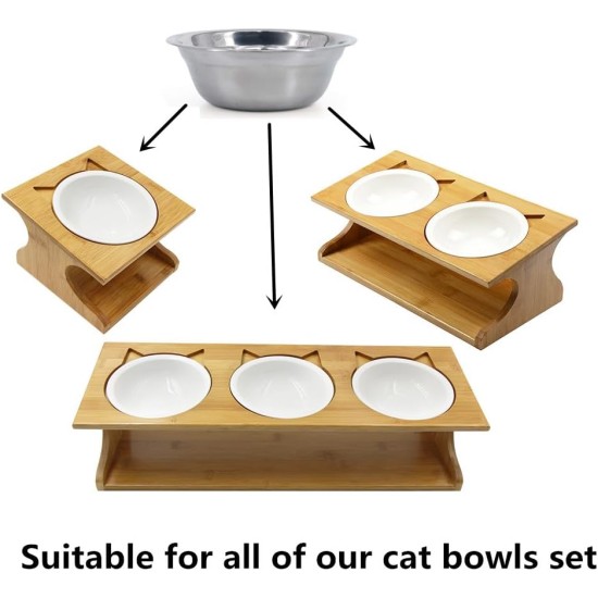 Petsoigné 2 x Interchangeable Bowls Stainless Steel for Cat Bowls Dog Bowl Set Ceramic and Stainless Steel (Interchangeable, Stainless Steel) Petsoigné 2 x Interchangeable Bowls Stainless Steel for Cat Bowls Dog Bowl Set Ceramic and Stainless Steel (Interchangeable, Stainless Steel)
