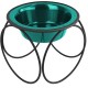 Platinum Pets Single Olympic Diner Feeder with Stainless Steel Cat/Puppy Bowl.75 cup/6 oz, Caribbean Teal Platinum Pets Single Olympic Diner Feeder with Stainless Steel Cat/Puppy Bowl.75 cup/6 oz, Caribbean Teal