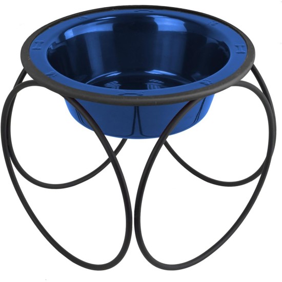 Platinum Pets Single Olympic Diner Feeder with Stainless Steel Cat/Puppy Bowl.75 cup/6 oz, Caribbean Teal Platinum Pets Single Olympic Diner Feeder with Stainless Steel Cat/Puppy Bowl.75 cup/6 oz, Caribbean Teal