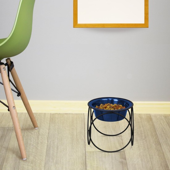 Platinum Pets Single Olympic Diner Feeder with Stainless Steel Cat/Puppy Bowl.75 cup/6 oz, Caribbean Teal Platinum Pets Single Olympic Diner Feeder with Stainless Steel Cat/Puppy Bowl.75 cup/6 oz, Caribbean Teal