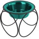Platinum Pets Single Olympic Diner Feeder with Stainless Steel Cat/Puppy Bowl.75 cup/6 oz, Caribbean Teal Platinum Pets Single Olympic Diner Feeder with Stainless Steel Cat/Puppy Bowl.75 cup/6 oz, Caribbean Teal
