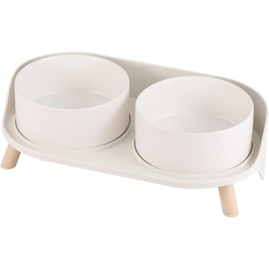 Raised Ceramic Dog Bowl – Splash-proof Dog Bowls with Stand – Double Bowl Cat Feeding Bowl Dog – Food Water Bowl Set for Small to Medium Dogs and Large Cats – 850 ml x 2 Raised Ceramic Dog Bowl – Splash-proof Dog Bowls with Stand – Double Bowl Cat Feeding Bowl Dog – Food Water Bowl Set for Small to Medium Dogs and Large Cats – 850 ml x 2