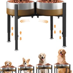 Raised Dog Bowl Stand, Upgrade Metal Dog Feeder for Double Bowls, 4 Adjustable Heights and Widths Spill Proof Holder for Dog Bowls for Small, Medium and Large Dogs Raised Dog Bowl Stand, Upgrade Metal Dog Feeder for Double Bowls, 4 Adjustable Heights and Widths Spill Proof Holder for Dog Bowls for Small, Medium and Large Dogs