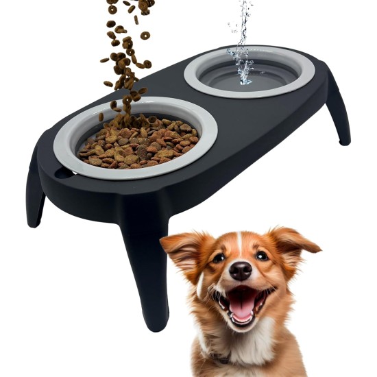 Raised Dog Bowl with Anti-Slinging Bowl, Cat Feeding Bowl with Drinking Fountain for Cat, 2 Extendable and Fold-Out Cat Bowls, Flat. Raised Dog Bowl Set (Pink) Raised Dog Bowl with Anti-Slinging Bowl, Cat Feeding Bowl with Drinking Fountain for Cat, 2 Extendable and Fold-Out Cat Bowls, Flat. Raised Dog Bowl Set (Pink)