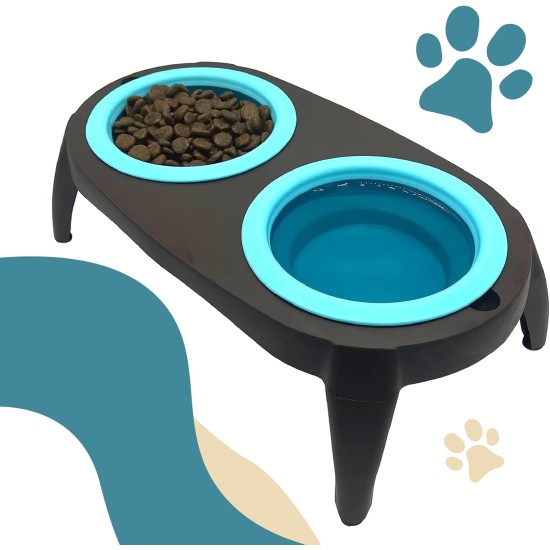 Raised Dog Bowl with Anti-Slinging Bowl, Cat Feeding Bowl with Drinking Fountain for Cat, 2 Extendable and Fold-Out Cat Bowls, Flat. Raised Dog Bowl Set (Pink) Raised Dog Bowl with Anti-Slinging Bowl, Cat Feeding Bowl with Drinking Fountain for Cat, 2 Extendable and Fold-Out Cat Bowls, Flat. Raised Dog Bowl Set (Pink)