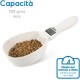 Record Measuring Spoon, Cradle for Dry Food for Dogs and Cats, Integrated Digital Scale, Maximum Load Capacity 800 g/ml, BPA-Free Plastic, White