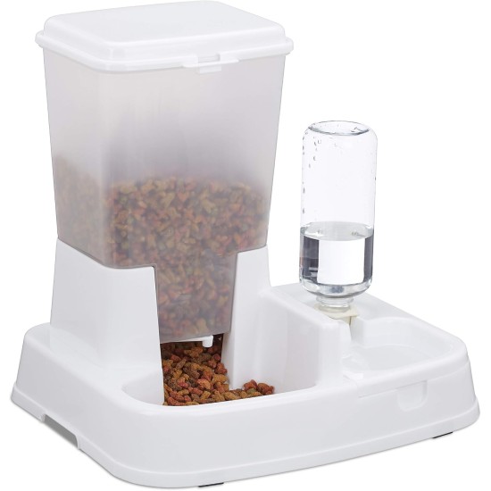 Relaxdays 2-in-1 Food & Water Dispenser, Duo Dispenser for Dogs and Cats, Bottle, 4 Litres, Plastic, Dark Grey Relaxdays 2-in-1 Food & Water Dispenser, Duo Dispenser for Dogs and Cats, Bottle, 4 Litres, Plastic, Dark Grey