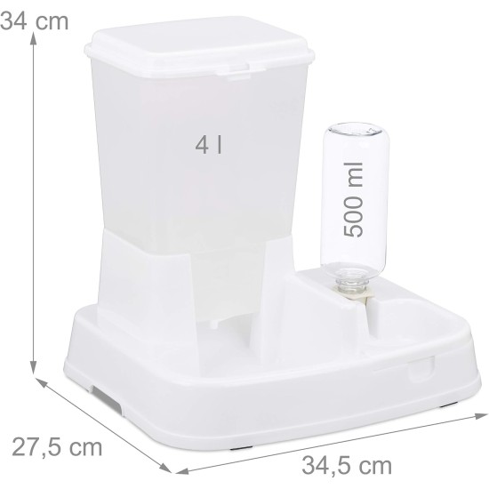 Relaxdays 2-in-1 Food & Water Dispenser, Duo Dispenser for Dogs and Cats, Bottle, 4 Litres, Plastic, Dark Grey Relaxdays 2-in-1 Food & Water Dispenser, Duo Dispenser for Dogs and Cats, Bottle, 4 Litres, Plastic, Dark Grey
