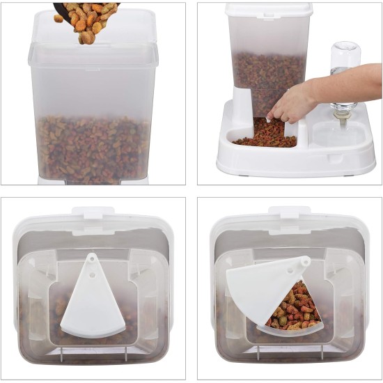 Relaxdays 2-in-1 Food & Water Dispenser, Duo Dispenser for Dogs and Cats, Bottle, 4 Litres, Plastic, Dark Grey Relaxdays 2-in-1 Food & Water Dispenser, Duo Dispenser for Dogs and Cats, Bottle, 4 Litres, Plastic, Dark Grey