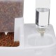 Relaxdays 2-in-1 Food & Water Dispenser, Duo Dispenser for Dogs and Cats, Bottle, 4 Litres, Plastic, Dark Grey