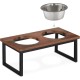 Relaxdays Bowl Stand, Stainless Steel Bowls Capacity 1000 ml, Mango Wood Dog Feeding Station HBT 16.5 x 42 x 21 cm, Natural Relaxdays Bowl Stand, Stainless Steel Bowls Capacity 1000 ml, Mango Wood Dog Feeding Station HBT 16.5 x 42 x 21 cm, Natural