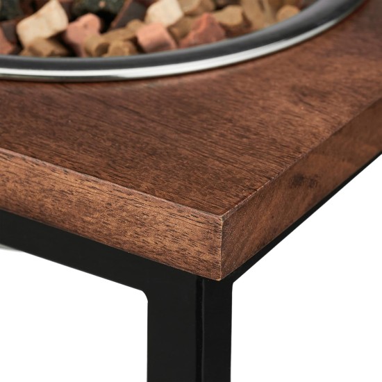 Relaxdays Bowl Stand, Stainless Steel Bowls Capacity 1000 ml, Mango Wood Dog Feeding Station HBT 16.5 x 42 x 21 cm, Natural Relaxdays Bowl Stand, Stainless Steel Bowls Capacity 1000 ml, Mango Wood Dog Feeding Station HBT 16.5 x 42 x 21 cm, Natural