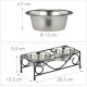Relaxdays Dog Bowl Set with Holder, Bowl Stand Dogs & Cats, 2 Stainless Steel Bowls 300 ml Each, Feeding Bar, Black/Silver Relaxdays Dog Bowl Set with Holder, Bowl Stand Dogs & Cats, 2 Stainless Steel Bowls 300 ml Each, Feeding Bar, Black/Silver