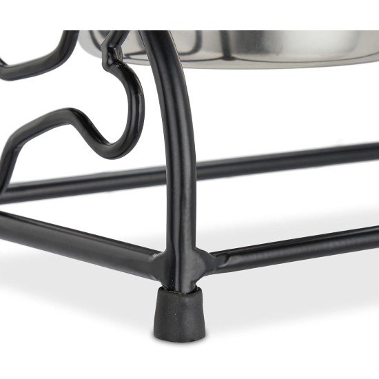 Relaxdays Dog Bowl Set with Holder, Bowl Stand for Large Dogs, 2 Stainless Steel Bowls Each 800 ml, Feeding Bar, Black/Silver Relaxdays Dog Bowl Set with Holder, Bowl Stand for Large Dogs, 2 Stainless Steel Bowls Each 800 ml, Feeding Bar, Black/Silver