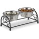 Relaxdays Dog Bowl Set with Holder, Bowl Stand for Large Dogs, 2 Stainless Steel Bowls Each 800 ml, Feeding Bar, Black/Silver Relaxdays Dog Bowl Set with Holder, Bowl Stand for Large Dogs, 2 Stainless Steel Bowls Each 800 ml, Feeding Bar, Black/Silver