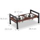 Relaxdays Dog Feeder Raised Dog Bar, 2 Stainless Steel Feeding Bowls, 750 ml Each, Mango Wood & Iron, Brown/Black