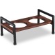 Relaxdays Dog Feeder Raised Dog Bar, 2 Stainless Steel Feeding Bowls, 750 ml Each, Mango Wood & Iron, Brown/Black