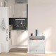 Relaxdays Dog Feeding Cabinet Drawer with 2 Bowls and Tilt Compartment for Animal Feeder H 68 x W 60 x D 33 cm MDF White