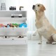 Relaxdays Dog Feeding Cabinet Drawer with 2 Bowls and Tilt Compartment for Animal Feeder H 68 x W 60 x D 33 cm MDF White