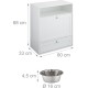 Relaxdays Dog Feeding Cabinet Drawer with 2 Bowls and Tilt Compartment for Animal Feeder H 68 x W 60 x D 33 cm MDF White