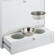 Relaxdays Dog Feeding Cabinet Drawer with 2 Bowls and Tilt Compartment for Animal Feeder H 68 x W 60 x D 33 cm MDF White