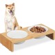 Relaxdays Dog Feeding Station 2 Bowls, 270 ml Each, Dishwasher Safe, Bamboo & Ceramic, Bowl Stand, Natural/White, 6 x 29 x 13.5 cm Relaxdays Dog Feeding Station 2 Bowls, 270 ml Each, Dishwasher Safe, Bamboo & Ceramic, Bowl Stand, Natural/White, 6 x 29 x 13.5 cm
