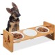 Relaxdays Dog Feeding Station Height Adjustable 3 Bowls 200 ml Each Bamboo and Ceramic Bowl Stand Natural/White Relaxdays Dog Feeding Station Height Adjustable 3 Bowls 200 ml Each Bamboo and Ceramic Bowl Stand Natural/White