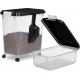 Relaxdays Dog Food Storage Box, Set of 2, 10 L and 30 L, Lid, Rollers, Shovel, Food Box, Transparent/Black Relaxdays Dog Food Storage Box, Set of 2, 10 L and 30 L, Lid, Rollers, Shovel, Food Box, Transparent/Black