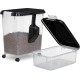 Relaxdays Dog Food Storage Box, Set of 2, 10 L and 30 L, Lid, Rollers, Shovel, Food Box, Transparent/Black Relaxdays Dog Food Storage Box, Set of 2, 10 L and 30 L, Lid, Rollers, Shovel, Food Box, Transparent/Black